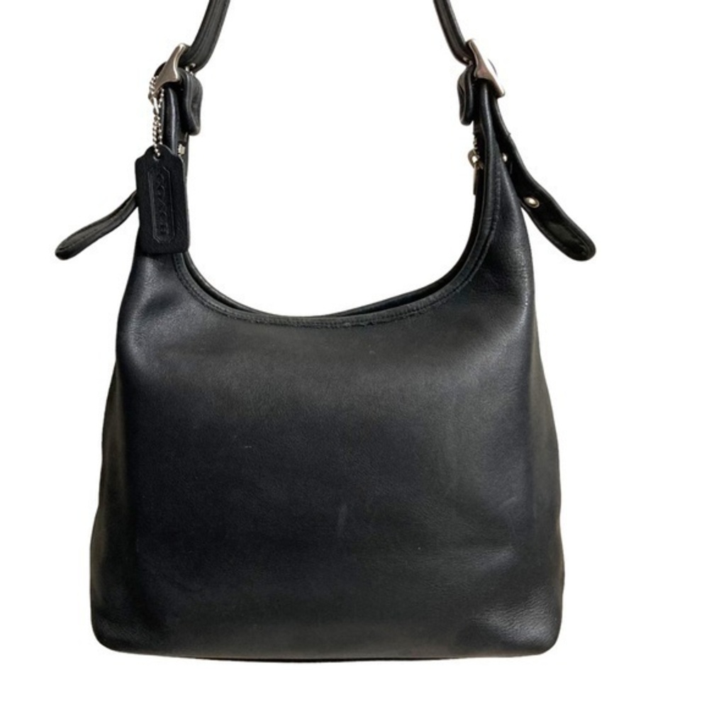Coach vintage black leather legacy hobo bag nickel hardware 9058